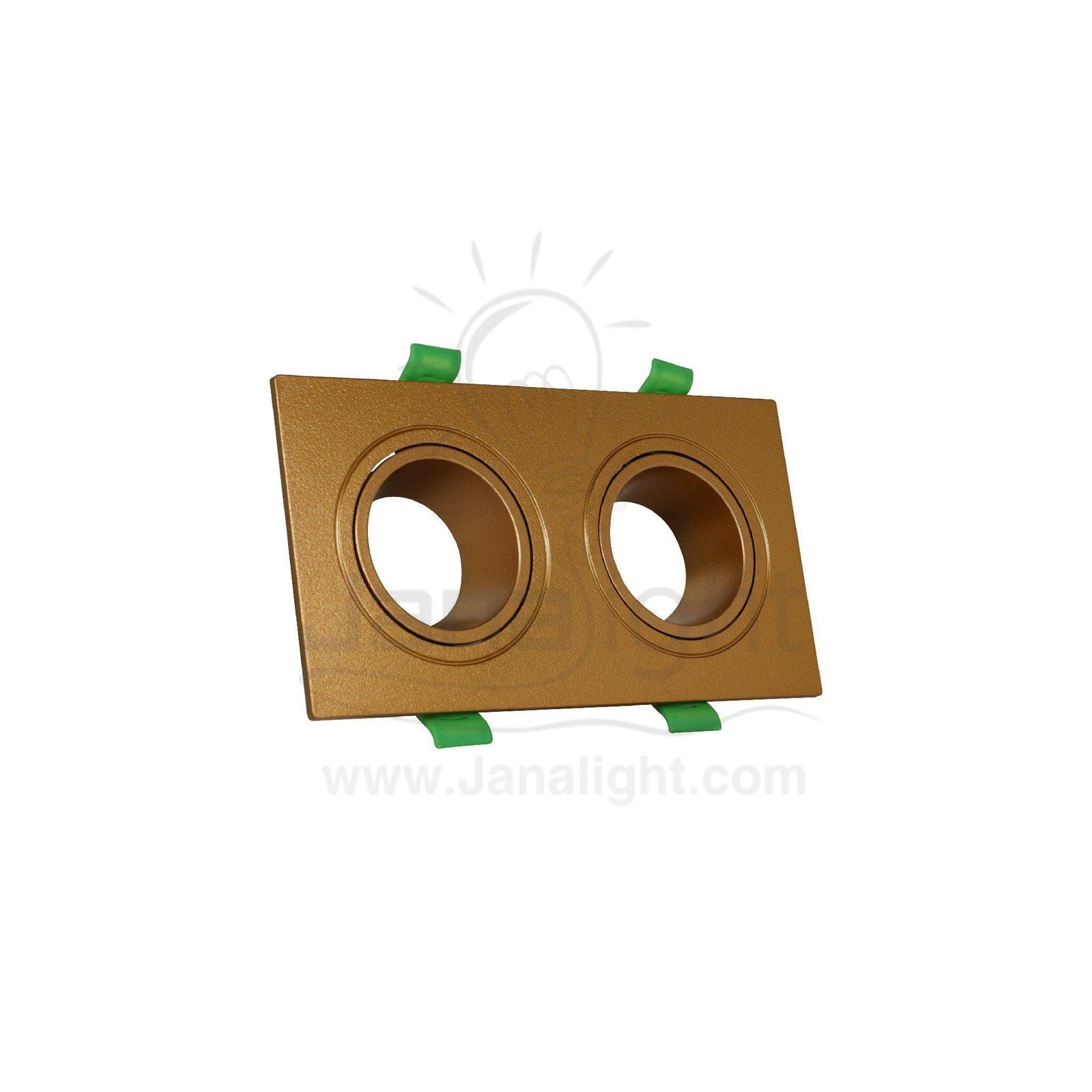 سبوت لايت فارغ متحرك مستطيل 2 عين بلاستك ذهبي جنى لايت JN406 Double square gold Spotlight frame